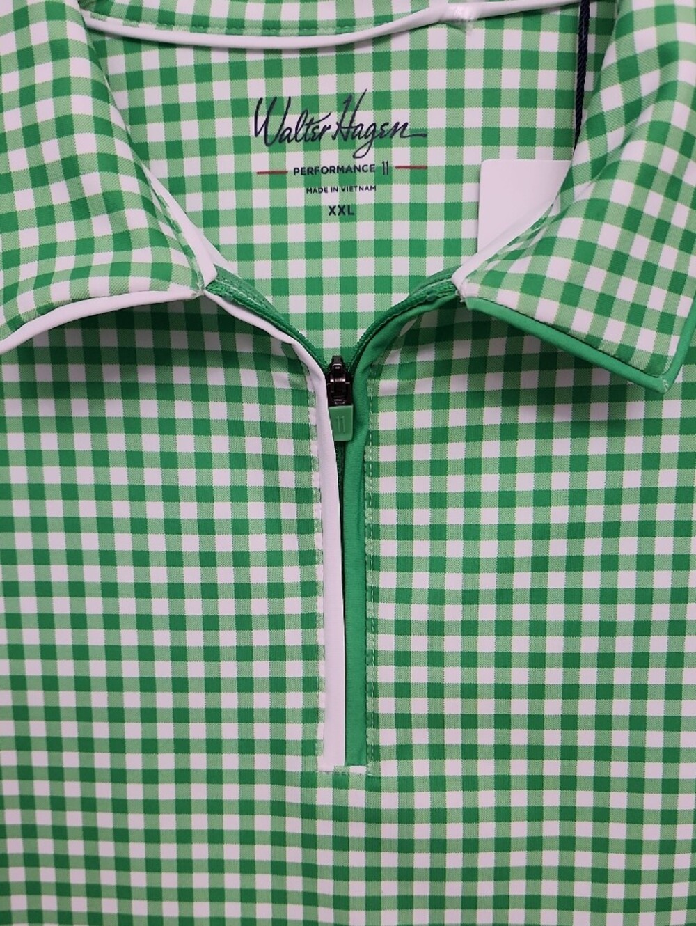 Walter Hagen Green Gingham Sleeveless Zip Polo Performance Tank Women's XXL New - Picture 3 of 8